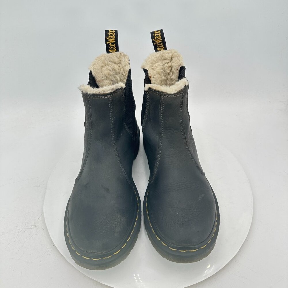 Dr. Martens Leonore Women Size 8 Black Leather Faux Fur Lined Chelsea Boot - Picture 3 of 11